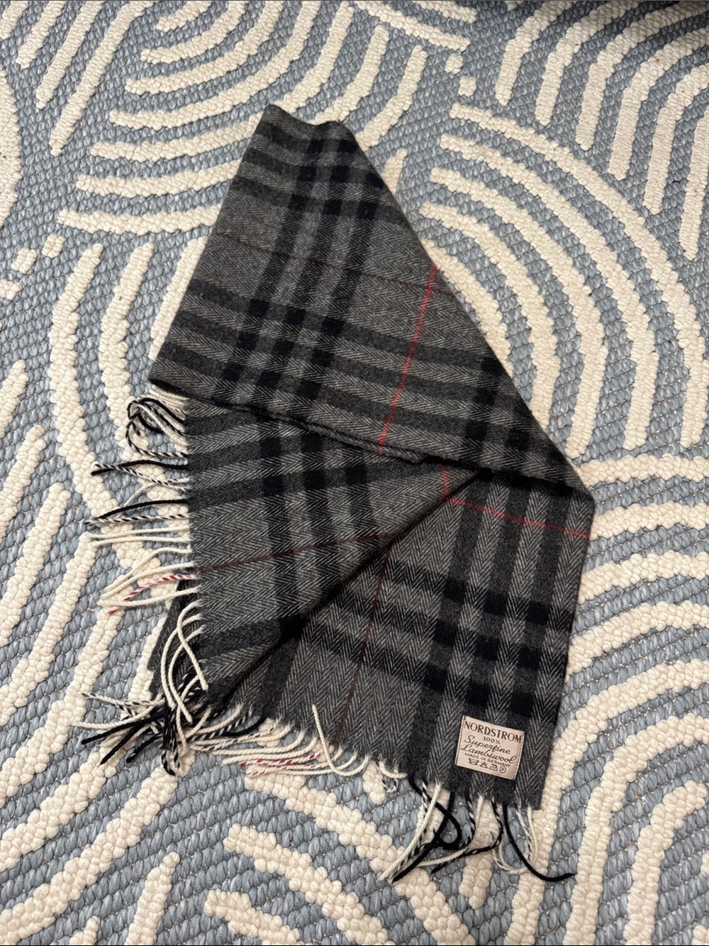 Vintage Nordstrom 100% Superfine Lambswool Plaid Scarf Made in Germany